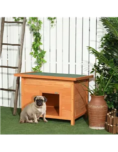 PawHut Wooden Dog Kennel Elevated Dog Pet House w/ Open Top 82W x 58D x 58H cm 2
