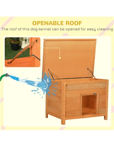 PawHut Wooden Dog Kennel Elevated Dog Pet House w/ Open Top 82W x 58D x 58H cm