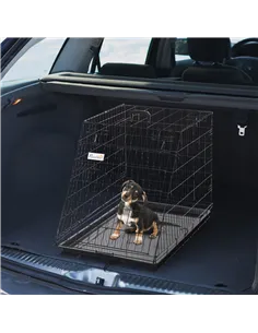 Pawhut Trapeze Collapsible Dog Pet Travel Box Cage Removable Tray 93 x 58 x 65cm 2