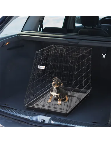 Pawhut Trapeze Collapsible Dog Pet Travel Box Cage Removable Tray 93 x 58 x 65cm