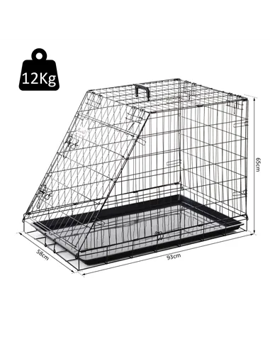 Pawhut Trapeze Collapsible Dog Pet Travel Box Cage Removable Tray 93 x 58 x 65cm