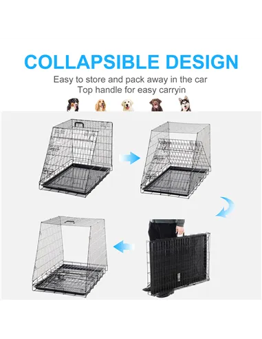 Pawhut Trapeze Collapsible Dog Pet Travel Box Cage Removable Tray 93 x 58 x 65cm