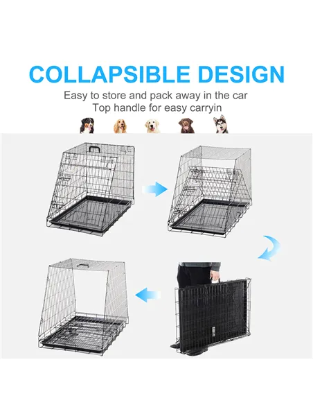 Pawhut Trapeze Collapsible Dog Pet Travel Box Cage Removable Tray 93 x 58 x 65cm