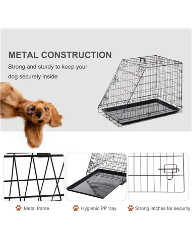 Pawhut Trapeze Collapsible Dog Pet Travel Box Cage Removable Tray 93 x 58 x 65cm