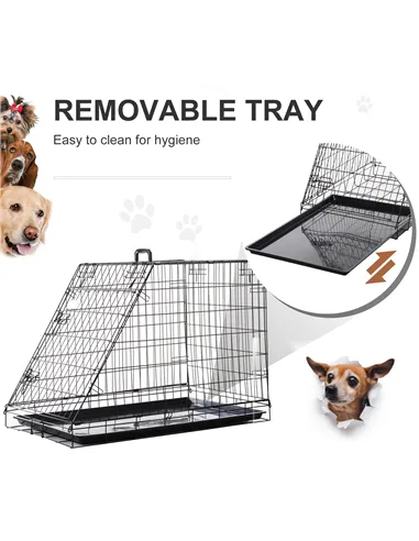Pawhut Trapeze Collapsible Dog Pet Travel Box Cage Removable Tray 93 x 58 x 65cm