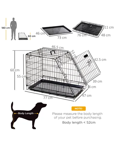 Pawhut Trapeze Collapsible Dog Pet Travel Box Cage Removable Tray 77 x 47 x 55cm