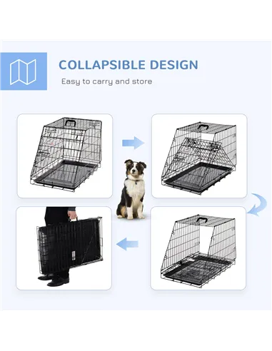 Pawhut Trapeze Collapsible Dog Pet Travel Box Cage Removable Tray 77 x 47 x 55cm