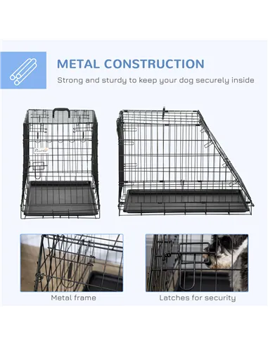 Pawhut Trapeze Collapsible Dog Pet Travel Box Cage Removable Tray 77 x 47 x 55cm