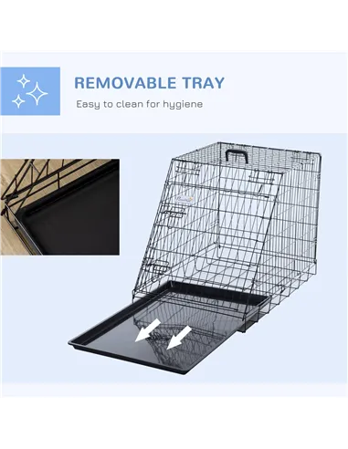Pawhut Trapeze Collapsible Dog Pet Travel Box Cage Removable Tray 77 x 47 x 55cm