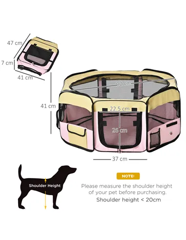 PawHut Fabric Pet Whelping Box Dog Cat Puppy Playpen Rabbit Guinea Pig Play Pen in Pink With Carry Bag Small Dia 90 x 41Hcm