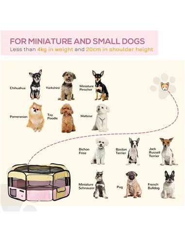 PawHut Fabric Pet Whelping Box Dog Cat Puppy Playpen Rabbit Guinea Pig Play Pen in Pink With Carry Bag Small Dia 90 x 41Hcm