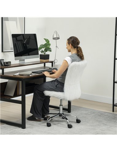 HOMCOM Plush Office Desk Chair, Modern Armless Swivel Vanity Chair with Adjustable Height for Home Office, Bedroom, Living Room,