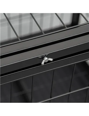 PawHut 36" Heavy Duty Metal Dog Crate Pet Cage with Tray Wheeled Dog Kennel - Black (Medium)