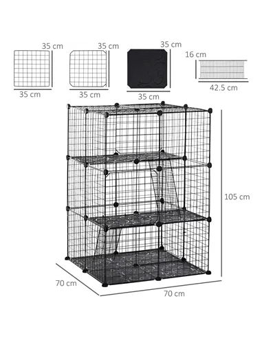 PawHut Pet Playpen DIY Small Animal Cage Enclosure Metal Wire Fence 39 Panels with 3 Doors 2 Ramps for Kitten Bunny Chinchilla P
