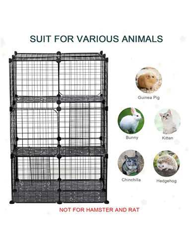 PawHut Pet Playpen DIY Small Animal Cage Enclosure Metal Wire Fence 39 Panels with 3 Doors 2 Ramps for Kitten Bunny Chinchilla P