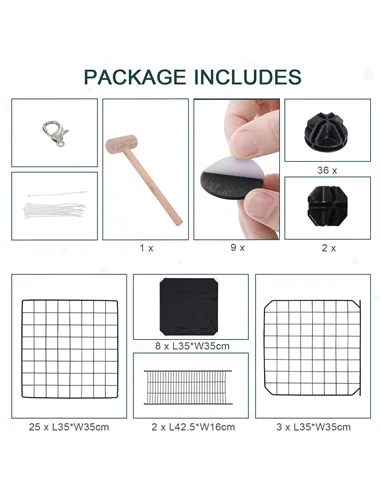 PawHut Pet Playpen DIY Small Animal Cage Enclosure Metal Wire Fence 39 Panels with 3 Doors 2 Ramps for Kitten Bunny Chinchilla P