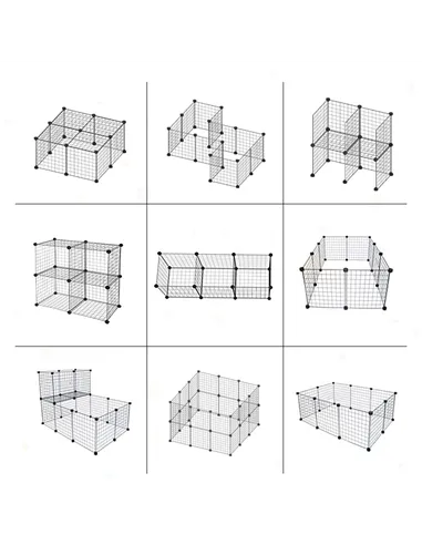 PawHut Pet Playpen DIY Small Animal Cage Enclosure Metal Wire Fence 39 Panels with 3 Doors 2 Ramps for Kitten Bunny Chinchilla P
