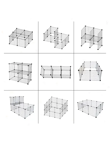 PawHut Pet Playpen DIY Small Animal Cage Enclosure Metal Wire Fence 39 Panels with 3 Doors 2 Ramps for Kitten Bunny Chinchilla P