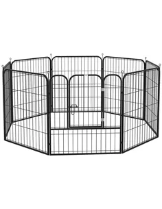 PawHut 8 Panels Heavy Duty Puppy Playpen, for Small and Medium Dogs, Indoor and Outdoor Use - Black