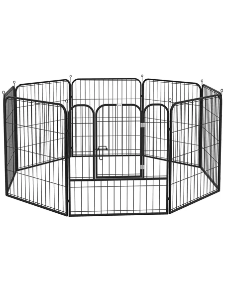 PawHut 8 Panels Heavy Duty Puppy Playpen, for Small and Medium Dogs, Indoor and Outdoor Use - Black