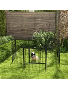 PawHut 8 Panels Heavy Duty Puppy Playpen, for Small and Medium Dogs, Indoor and Outdoor Use - Black 2