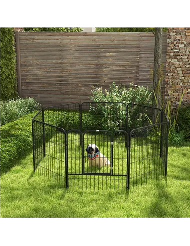 PawHut 8 Panels Heavy Duty Puppy Playpen, for Small and Medium Dogs, Indoor and Outdoor Use - Black