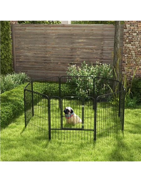 PawHut 8 Panels Heavy Duty Puppy Playpen, for Small and Medium Dogs, Indoor and Outdoor Use - Black