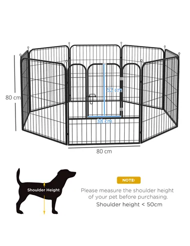 PawHut 8 Panels Heavy Duty Puppy Playpen, for Small and Medium Dogs, Indoor and Outdoor Use - Black