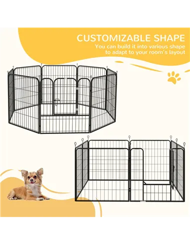 PawHut 8 Panels Heavy Duty Puppy Playpen, for Small and Medium Dogs, Indoor and Outdoor Use - Black