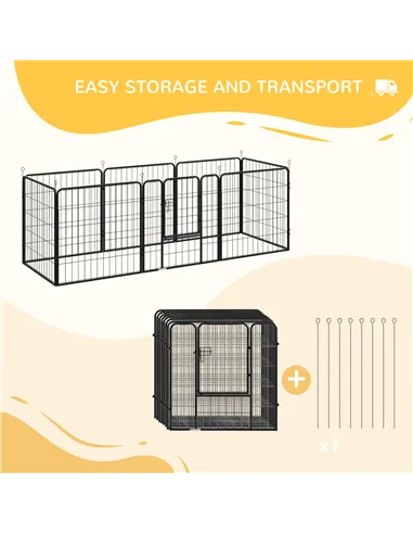 PawHut 8 Panels Heavy Duty Puppy Playpen, for Small and Medium Dogs, Indoor and Outdoor Use - Black
