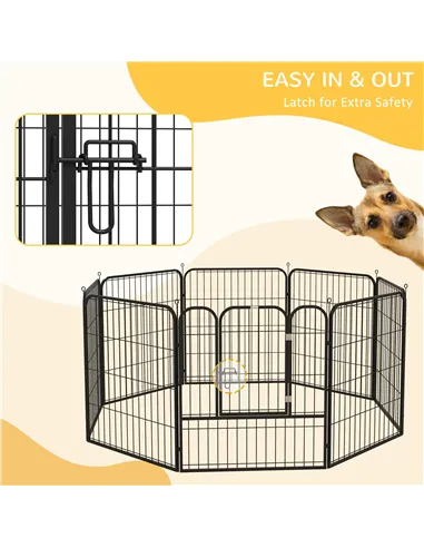 PawHut 8 Panels Heavy Duty Puppy Playpen, for Small and Medium Dogs, Indoor and Outdoor Use - Black