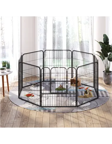 PawHut 8 Panels Heavy Duty Puppy Playpen, for Small and Medium Dogs, Indoor and Outdoor Use - Black