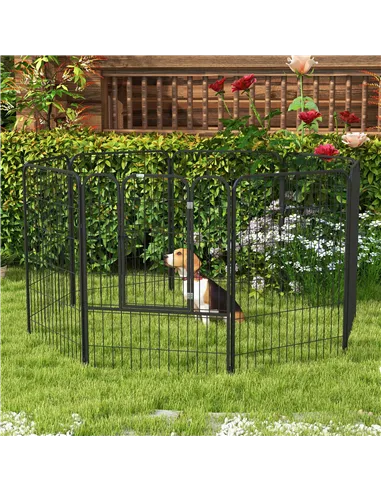 PawHut 8 Panels Heavy Duty Puppy Playpen, for Large, Medium Dogs, Indoor and Outdoor Use - Black