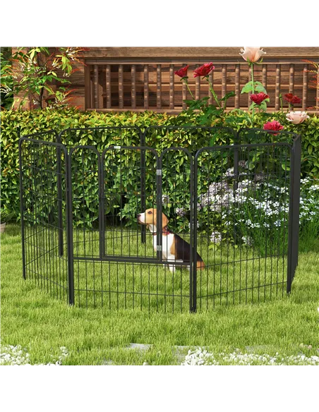 PawHut 8 Panels Heavy Duty Puppy Playpen, for Large, Medium Dogs, Indoor and Outdoor Use - Black