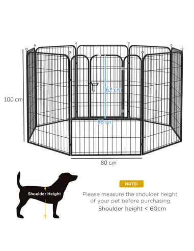 PawHut 8 Panels Heavy Duty Puppy Playpen, for Large, Medium Dogs, Indoor and Outdoor Use - Black