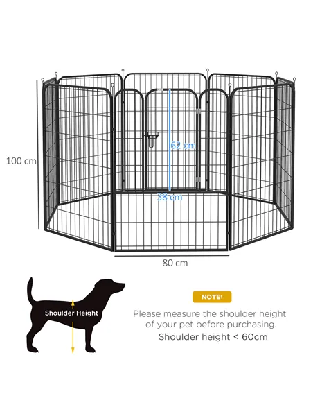 PawHut 8 Panels Heavy Duty Puppy Playpen, for Large, Medium Dogs, Indoor and Outdoor Use - Black