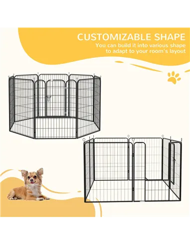 PawHut 8 Panels Heavy Duty Puppy Playpen, for Large, Medium Dogs, Indoor and Outdoor Use - Black