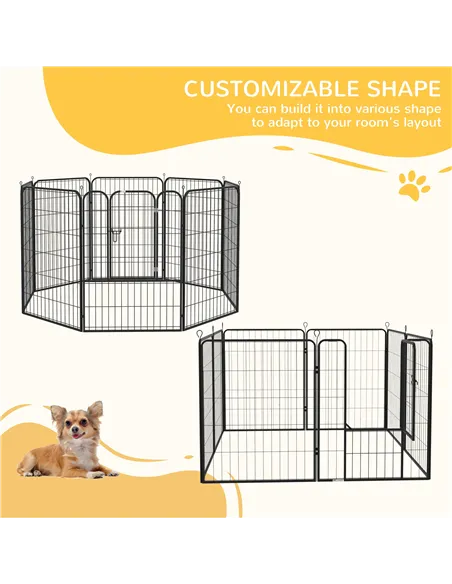 PawHut 8 Panels Heavy Duty Puppy Playpen, for Large, Medium Dogs, Indoor and Outdoor Use - Black
