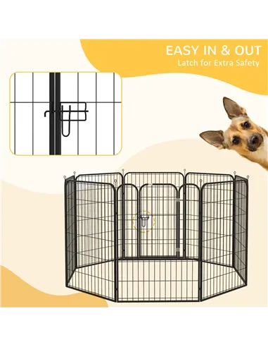 PawHut 8 Panels Heavy Duty Puppy Playpen, for Large, Medium Dogs, Indoor and Outdoor Use - Black