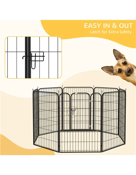 PawHut 8 Panels Heavy Duty Puppy Playpen, for Large, Medium Dogs, Indoor and Outdoor Use - Black