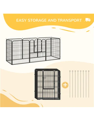PawHut 8 Panels Heavy Duty Puppy Playpen, for Large, Medium Dogs, Indoor and Outdoor Use - Black