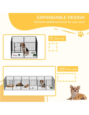PawHut 8 Panels Heavy Duty Puppy Playpen, for Large, Medium Dogs, Indoor and Outdoor Use - Black