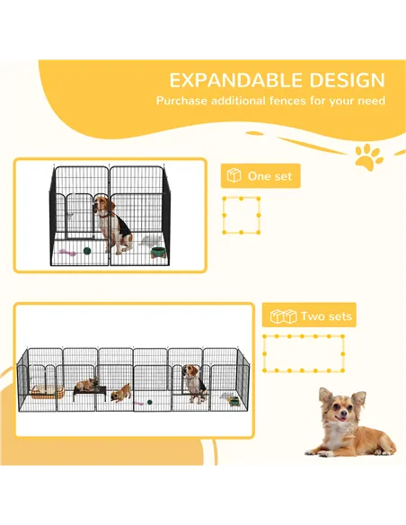 PawHut 8 Panels Heavy Duty Puppy Playpen, for Large, Medium Dogs, Indoor and Outdoor Use - Black