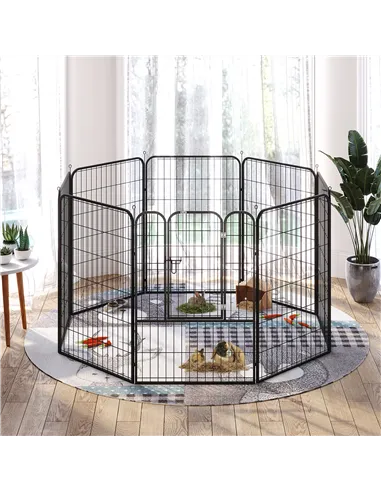 PawHut 8 Panels Heavy Duty Puppy Playpen, for Large, Medium Dogs, Indoor and Outdoor Use - Black