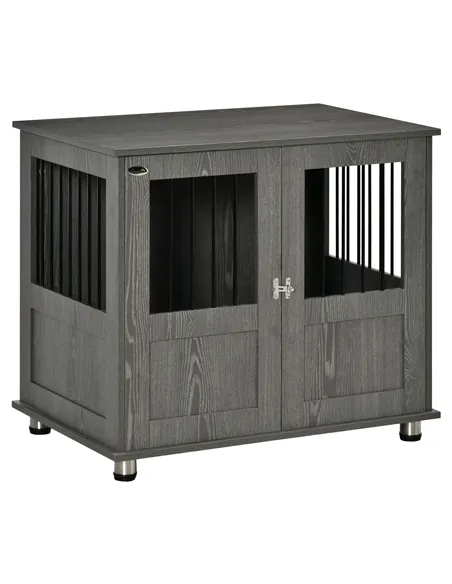 PawHut Dog Crate Table for Medium and Large Dogs with Magnetic Door for Indoor Use, 85 x 55 x 75 cm, Grey