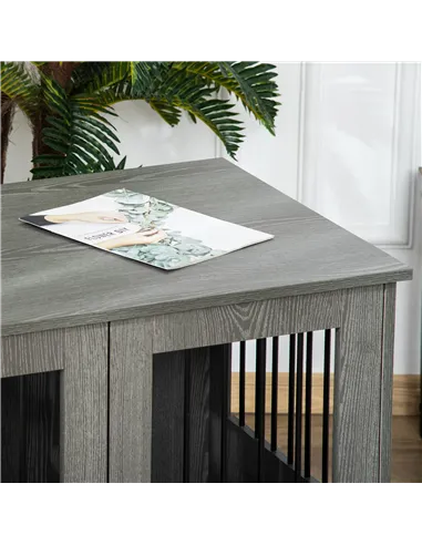 PawHut Dog Crate Table for Medium and Large Dogs with Magnetic Door for Indoor Use, 85 x 55 x 75 cm, Grey