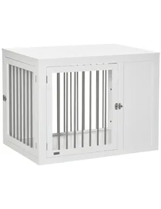 PawHut 2-in-1 Dog Cage and Side Table, with Two Lockable Doors, for Medium  Large Dogs - White