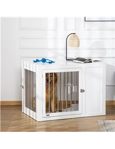 PawHut 2-in-1 Dog Cage and Side Table, with Two Lockable Doors, for Medium  Large Dogs - White 2