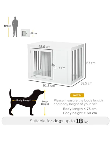 PawHut 2-in-1 Dog Cage and Side Table, with Two Lockable Doors, for Medium Dogs - White