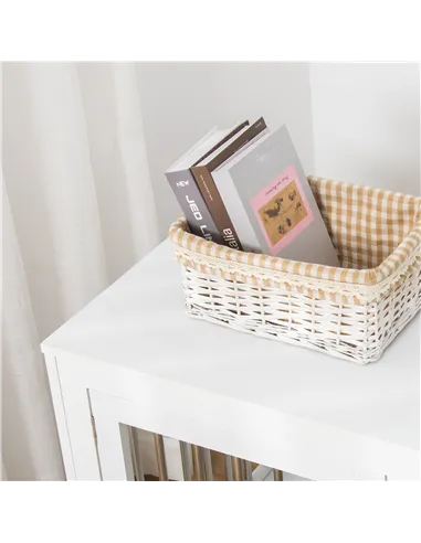 PawHut 2-in-1 Dog Cage and Side Table, with Two Lockable Doors, for Medium Dogs - White